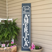 Load image into Gallery viewer, God Bless America Porch Sign Dark Blue Board White Lettering