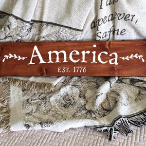 America Est 1776 Painted Wood Sign