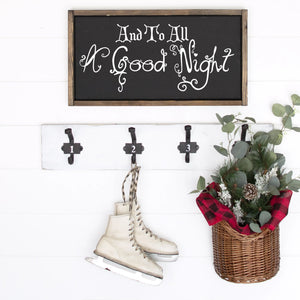 And To All A Good Night Painted Wood Sign Black Board White Letters Framed