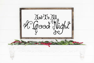 And To All A Good Night Painted Wood Sign White Board Charcoal Letters