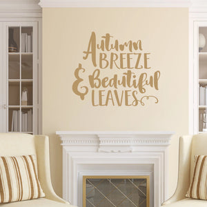Autumn Breeze And Beautiful Leaves Vinyl Wall Decal Light Brown
