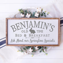 Load image into Gallery viewer, Benjamins Old Time Bed And Breakfast Painted Wood Sign White