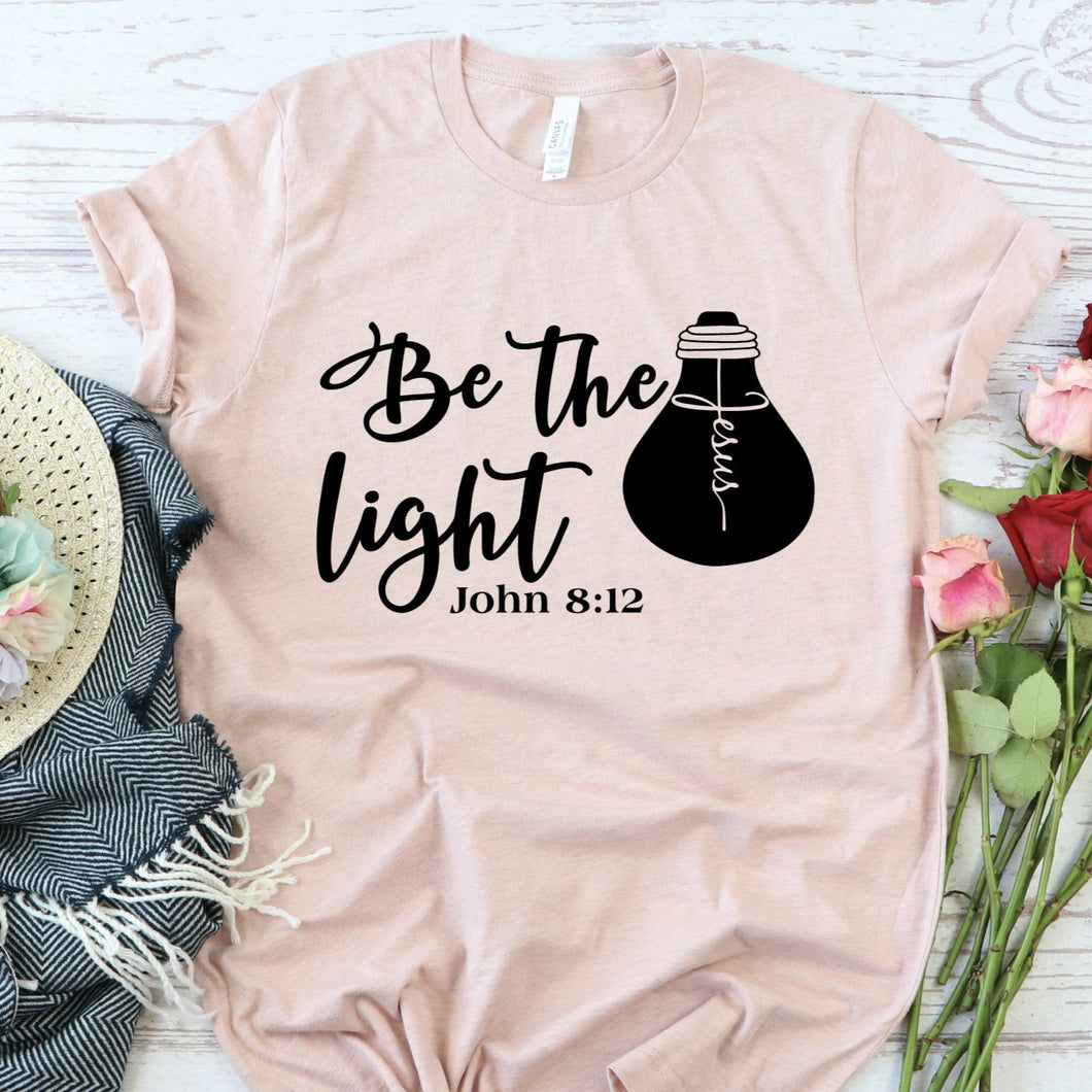 Be the Light Essential Jesus Heather Peach T Shirt