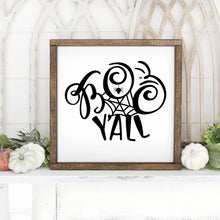 Load image into Gallery viewer, Boo Y&#39;All Hand Painted Framed Wood Sign Small White Board Black Letters