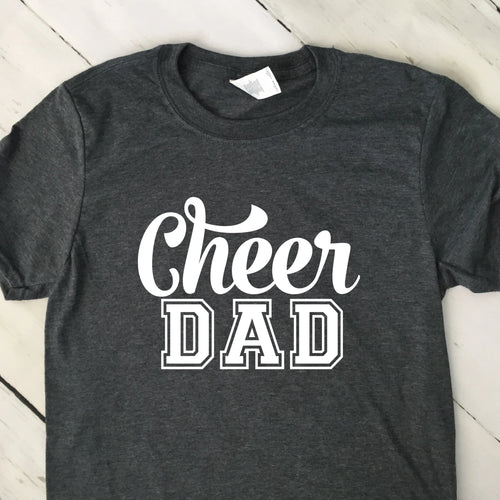 Cheer Dad Short Sleeve T Shirt Dark Heather Gray White Lettering