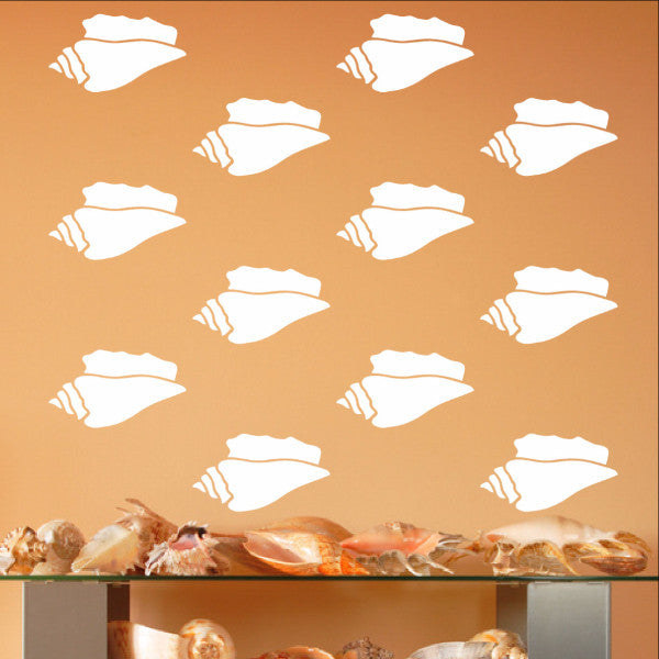 Conch Sea Shells Vinyl Wall Decals - Set of 3.5