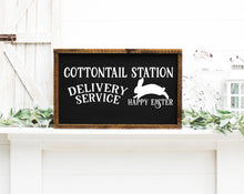 Load image into Gallery viewer, Cottontail Station Delivery Service Painted Wood Sign Black