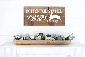 Cottontail Station Delivery Service Painted Wood Sign Dark Walnut