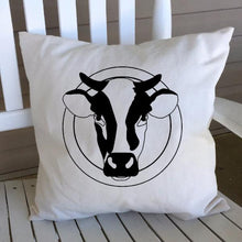 Load image into Gallery viewer, Cow Head Pillow Cover Black Lettering