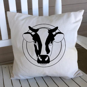 Cow Head Pillow Cover Black Lettering