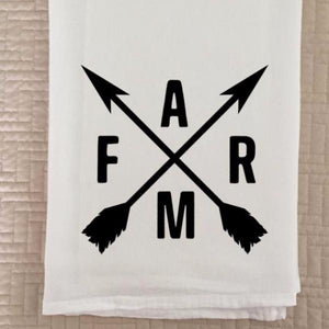Farm With Crossed Arrows Tea Towel