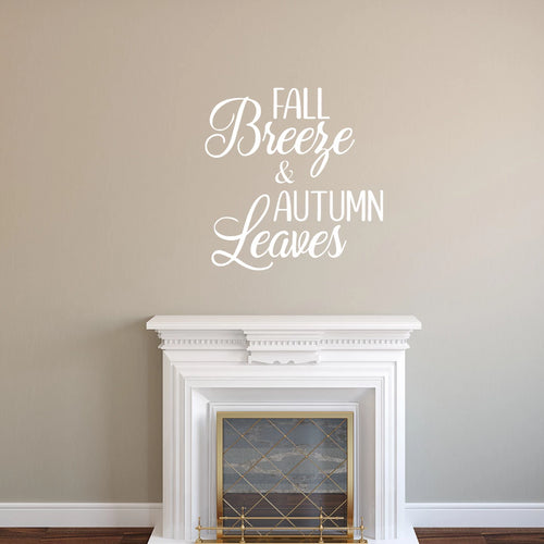 Fall Breeze And Autumn Leaves Vinyl Wall Decal White