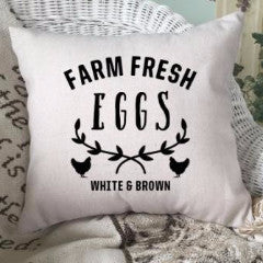 Farm Fresh Eggs Pillow Cover Black