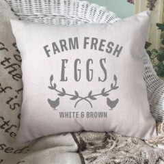 Farm Fresh Eggs Pillow Cover Gray