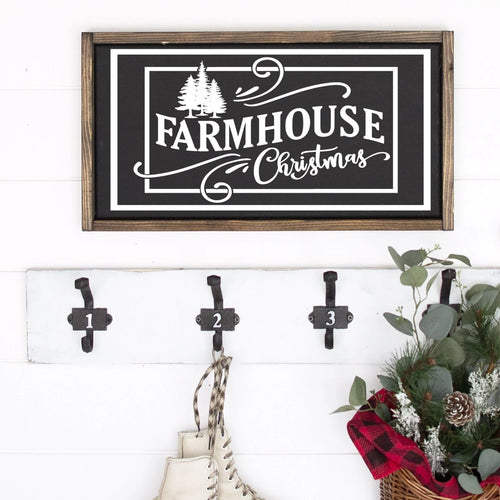 Farmhouse Christmas Painted Wood Sign Black Board White Lettering