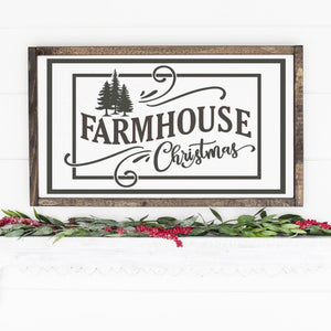 Farmhouse Christmas Painted Wood Sign White Board Charcoal Lettering