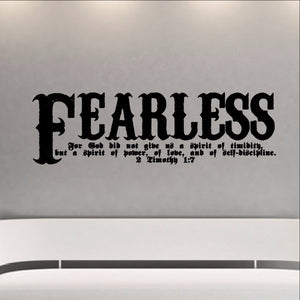 Fearless Bible Verse Scripture Wall Decal - 2 Timothy 1:7 Fearless Vinyl Sticker Art 22107 - Cuttin' Up Custom Die Cuts - 1