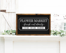 Load image into Gallery viewer, Flower Market Painted Wood Sign Black