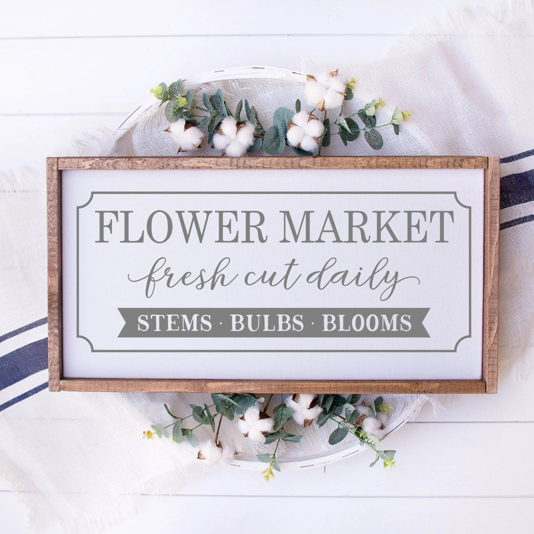 Flower Market Painted Wood Sign White