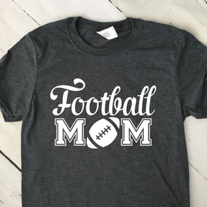 Football Mom Short Sleeve T Shirt Dark Heather Gray White Lettering