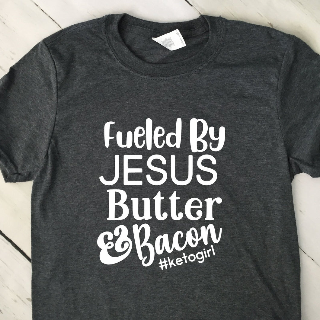 Fueled By Jesus Butter And Bacon Heather Gray T Shirt