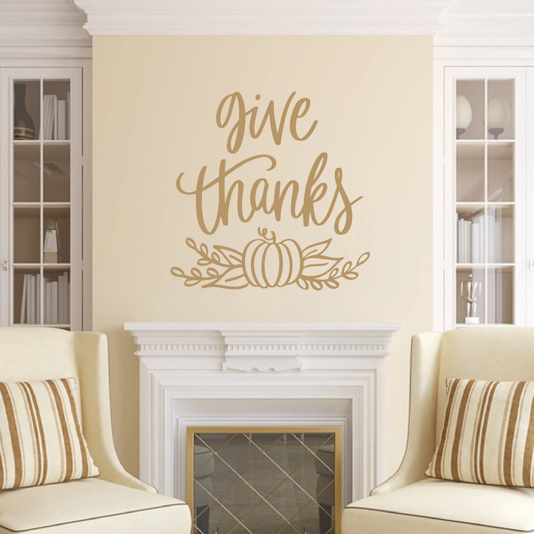 Give Thanks Vinyl Wall Decal Light Brown
