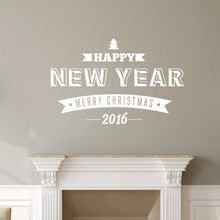 Load image into Gallery viewer, Happy New Year Merry Christmas With Year Retro Style Vinyl Wall Decal  22591