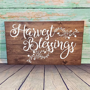 Harvest Blessings Painted Wooden Sign