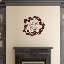 Load image into Gallery viewer, Hello Fall With Wreath Vinyl Wall Decal 22587