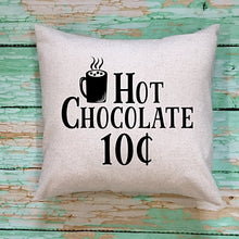 Load image into Gallery viewer, Hot Chocolate Ten Cents Throw Pillow Cover Cream and Black