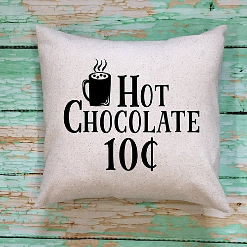 Hot Chocolate Ten Cents Throw Pillow Cover Cream and Black