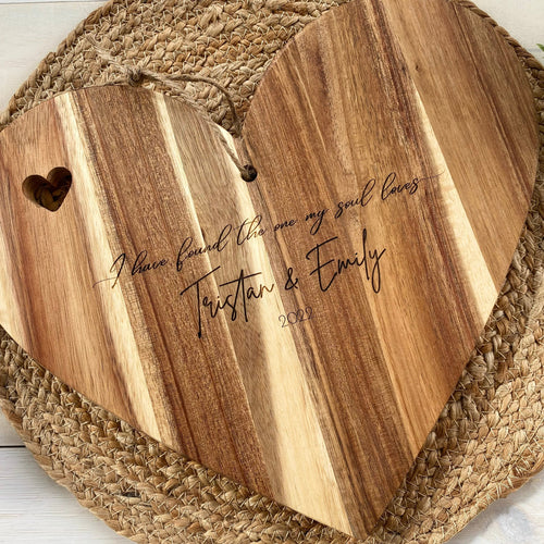 I Have Found The One My Soul Loves Laser Engraved Acacia Cutting Board