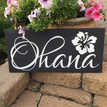 Load image into Gallery viewer, Ohana Wood Sign Black Board White Lettering