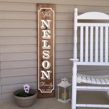 Load image into Gallery viewer, Last Name Welcome Porch Sign Dark Walnut Board White Lettering