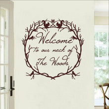 Load image into Gallery viewer, Welcome to Our Neck of the Woods Woodland Wreath Vinyl Wall Decal 22214 - Cuttin&#39; Up Custom Die Cuts - 1