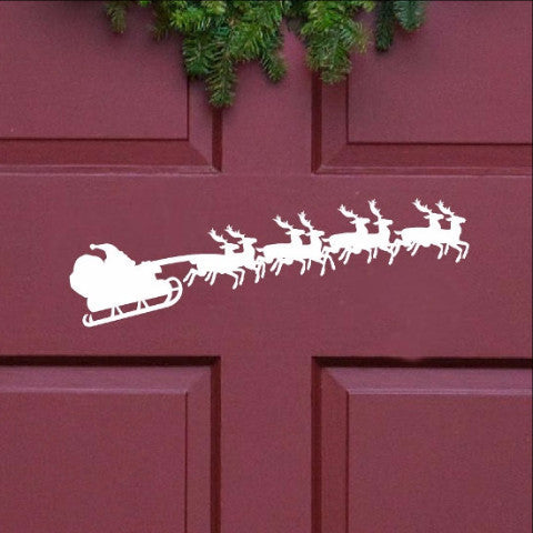 Santa and Sleigh Christmas Removable Vinyl Door Decal 22240 - Cuttin' Up Custom Die Cuts - 1