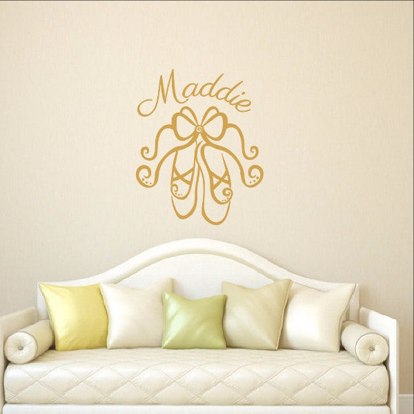Personalized Ballet Slippers Vinyl Wall Decal 22295 - Cuttin' Up Custom Die Cuts - 1