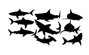 Sharks Vinyl Wall Decal Set of Nine Sharks 22304 - Cuttin' Up Custom Die Cuts - 2