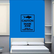 Load image into Gallery viewer, Shark Zone Vinyl Wall Decal - Swim at Your Own Risk Sign 22324 - Cuttin&#39; Up Custom Die Cuts - 1