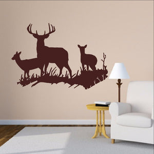 Deer in Grassy Meadow Style D Vinyl Wall Decal 22329 - Cuttin' Up Custom Die Cuts - 1