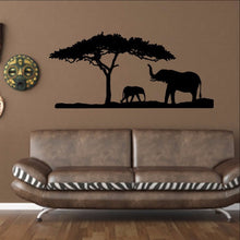 Load image into Gallery viewer, Elephants and Tree African Safari Savannah Vinyl Wall Decal 22344 - Cuttin&#39; Up Custom Die Cuts - 1