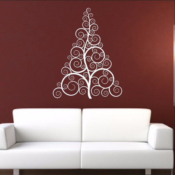 Christmas Tree Style B Swirly Removable Vinyl Wall Decal 22359 - Cuttin' Up Custom Die Cuts - 1