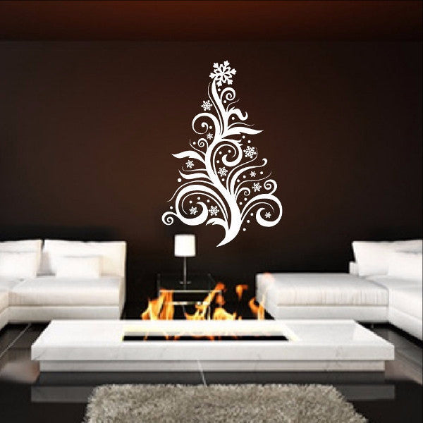 Christmas Tree Style D Swirly Removable Vinyl Wall Decal 22361 - Cuttin' Up Custom Die Cuts - 1