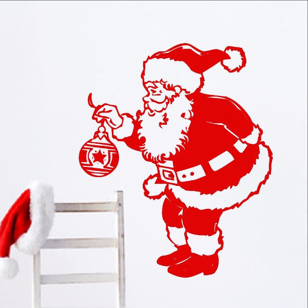 Santa Claus with Ornament Christmas Removable Vinyl Wall Decal 22241 - Cuttin' Up Custom Die Cuts - 1