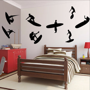 Surfer Guy Silhouettes Variety Set of 8 Vinyl Wall Decals 22433 - Cuttin' Up Custom Die Cuts - 1