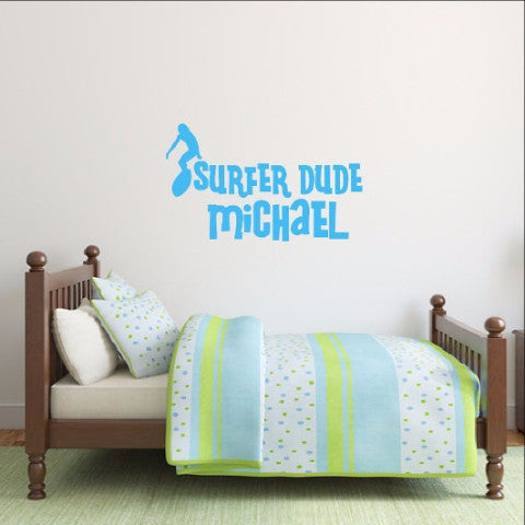 Surfer Dude Decal - Personalized Surfer Vinyl Wall Decal 22436 - Cuttin' Up Custom Die Cuts - 1