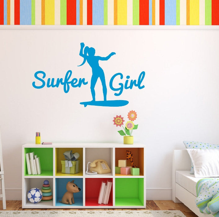 Surfer Girl Vinyl Wall Decal 22437 - Cuttin' Up Custom Die Cuts - 1