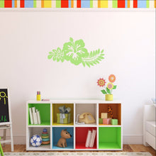 Load image into Gallery viewer, Hibiscus Flower Decal - Hawaiian Flower with Fern Leaves Vinyl Wall Decal - Beach Decor 22446 - Cuttin&#39; Up Custom Die Cuts - 1