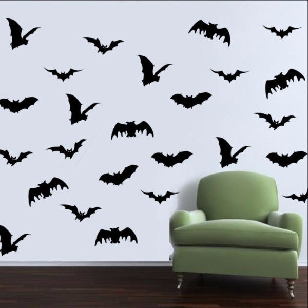 Bats Set of Twenty Five Halloween Removable Vinyl Wall Decals 22455 - Cuttin' Up Custom Die Cuts - 1