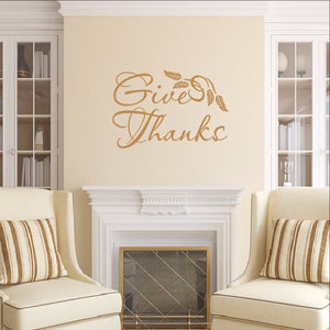 Give Thanks with Wheat - Thanksgiving Removable Vinyl Wall Decal 22456 - Cuttin' Up Custom Die Cuts - 1